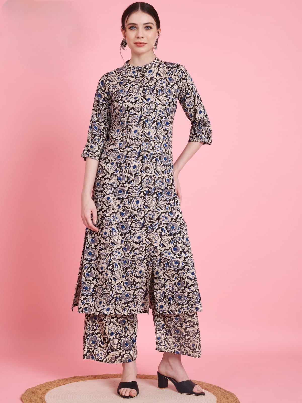 Black and beige printed Kurta with Palazzo set