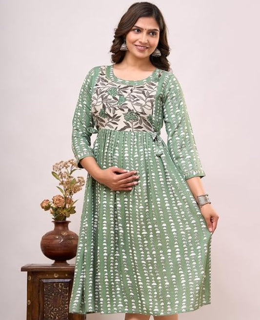 Women's Printed Cotton Feeding Kurta.