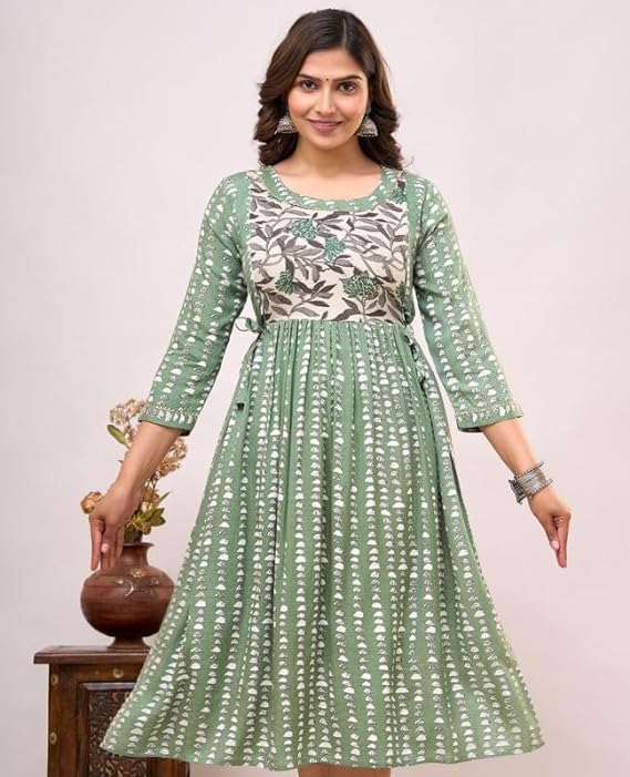 Women's Printed Cotton Feeding Kurta.