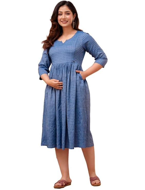 Navy Blue Women's Maternity Gown